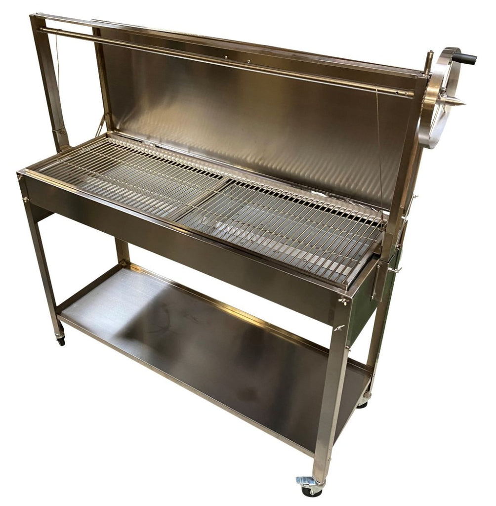 Extra Large Stainless Steel Commercial Charcoal BBQ with Argentinian Grill Height Adjustment
