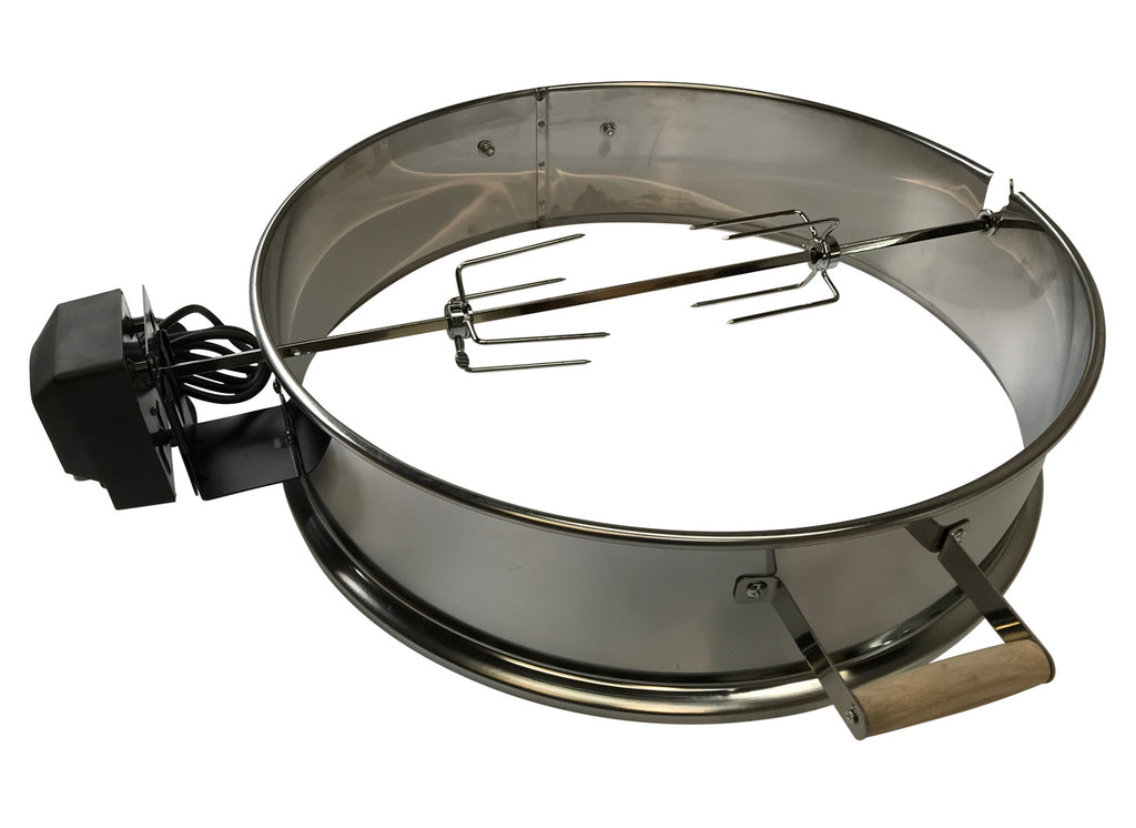 Charcoal BBQ Kettle Rotisserie Spit Ring in Stainless Steel
